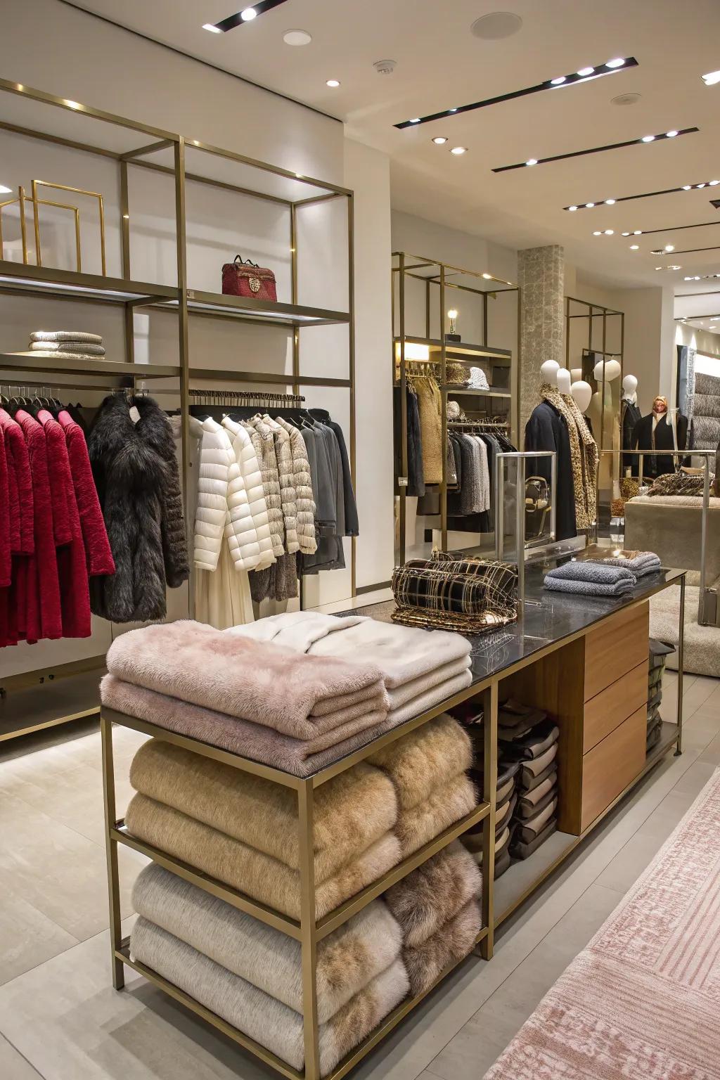 Layered tactile sensations introduce depth and richness to retail interiors.