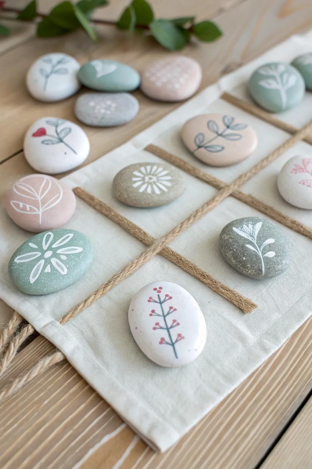 Playful elegance: Craft your personal tic tac toe set using beautifully painted rocks!