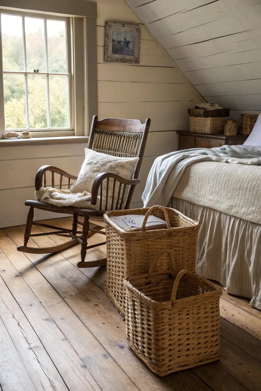 Attraction and structure infused via wicker embellishments.