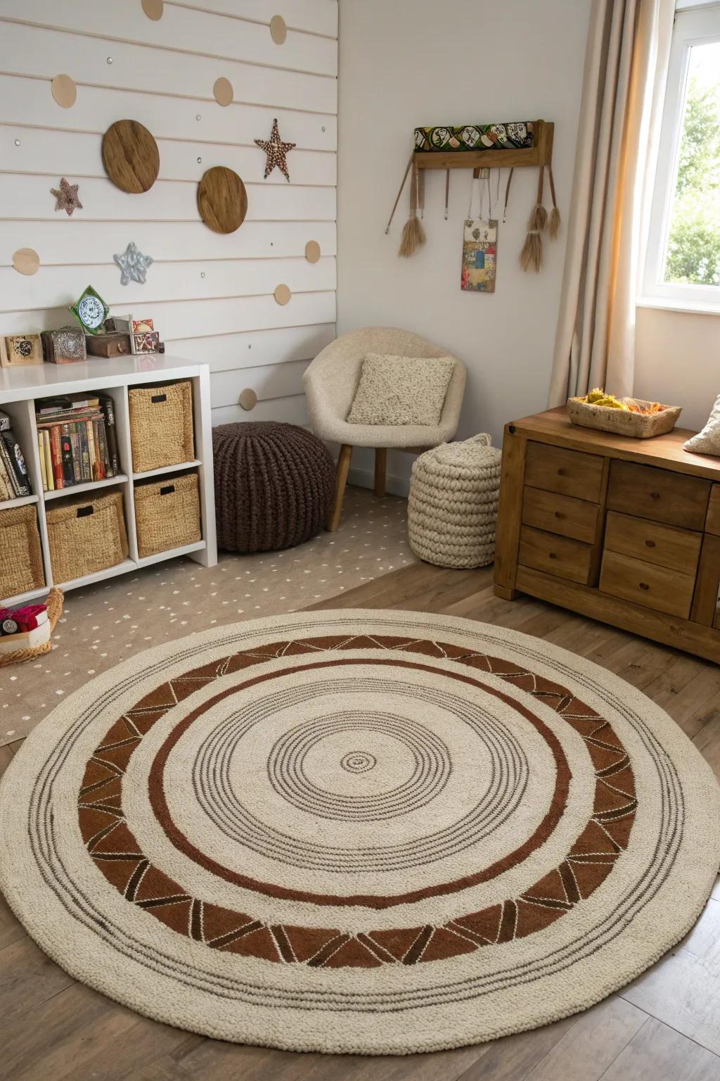 Unconventional rug shapes introduce a captivating element of surprise.