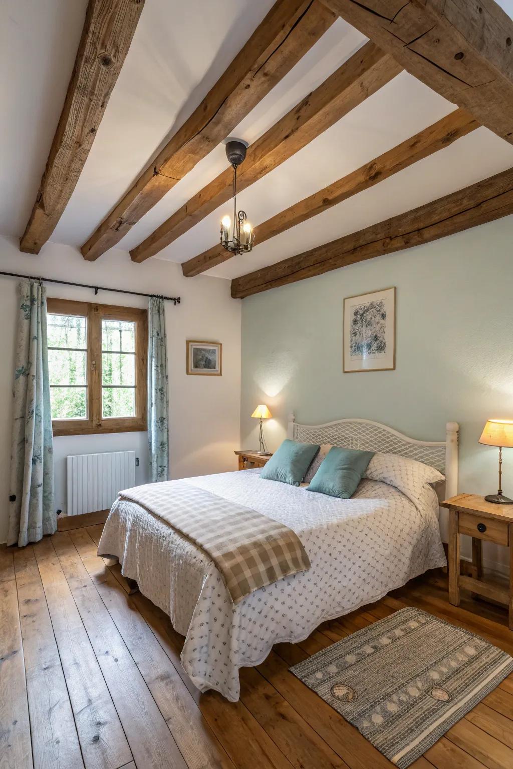 This antique bedroom has a tidy appearance because to the sparse décor.