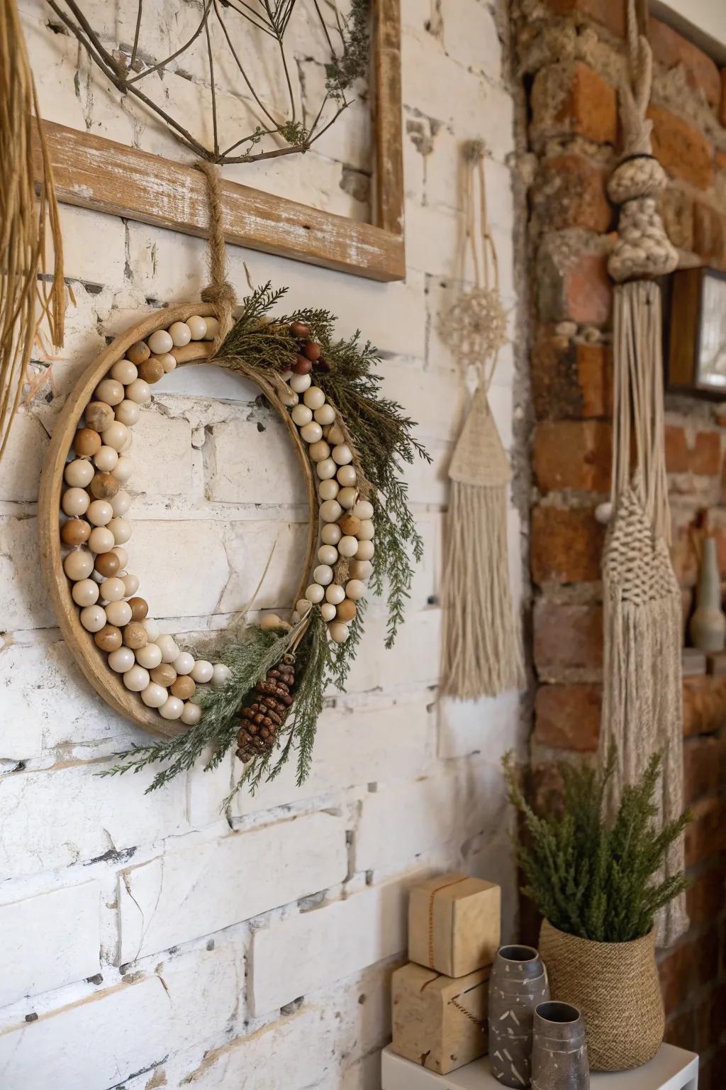 Earthy beads bring a boho-chic flair to this ring.