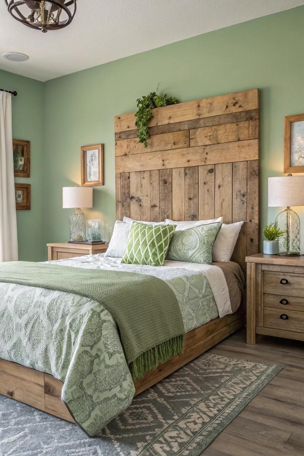 A striking headboard injects country-style flair.