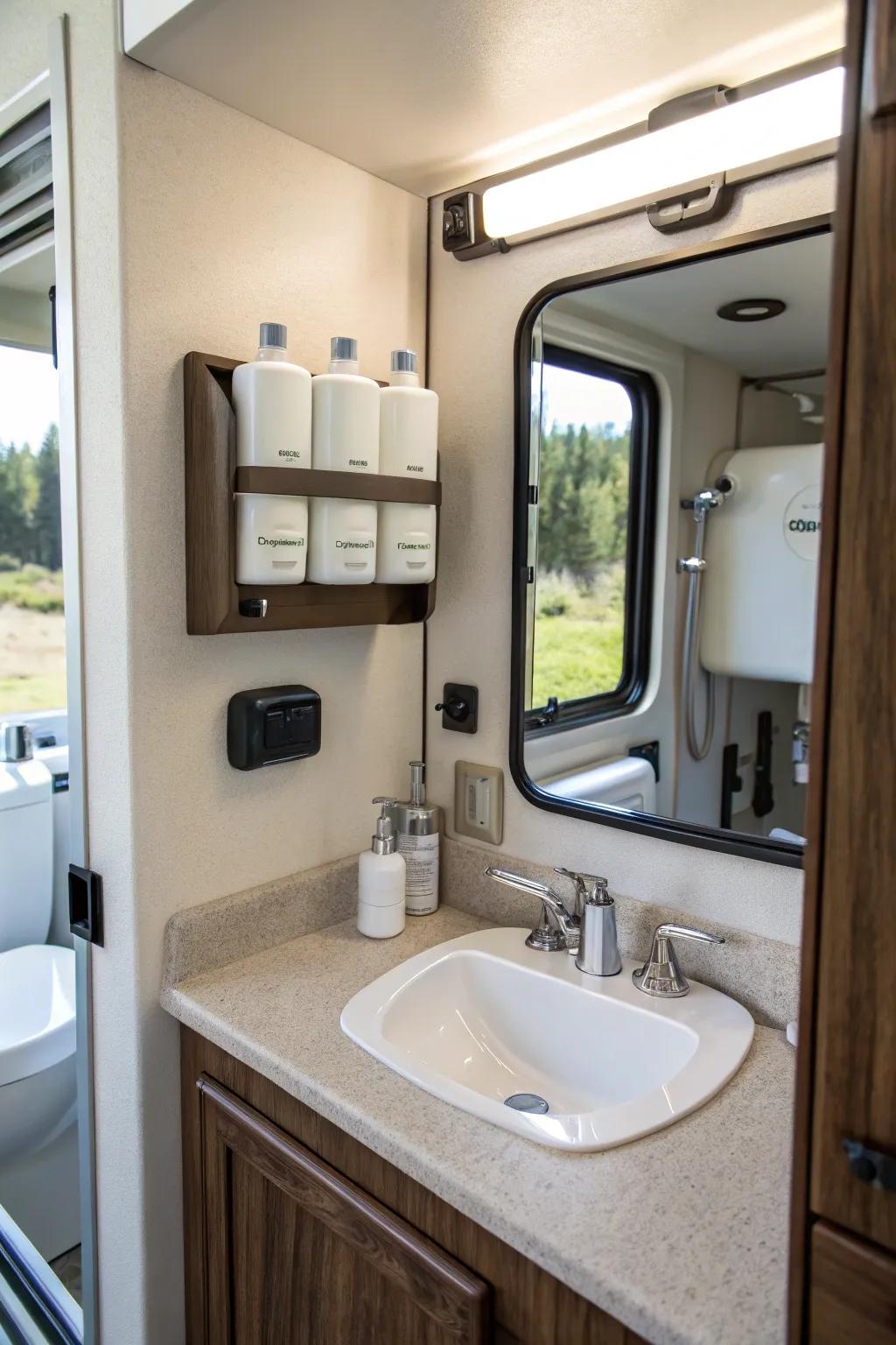 Keep your sink area neat with wall-mounted dispensers.