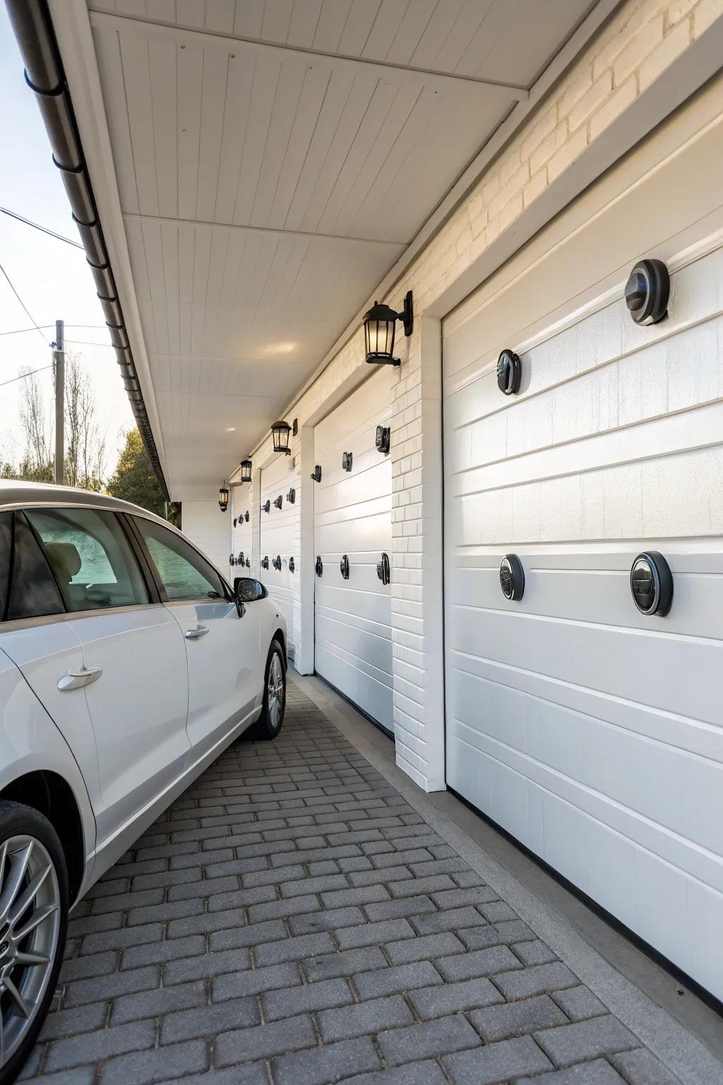 Wall bumpers for protecting car doors in a garage.