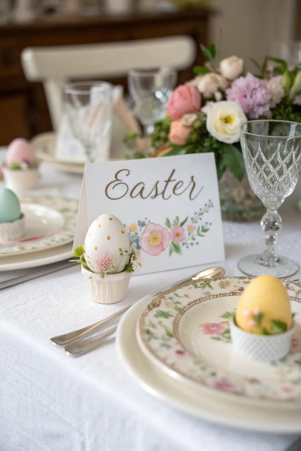 Custom place cards add a personal touch.
