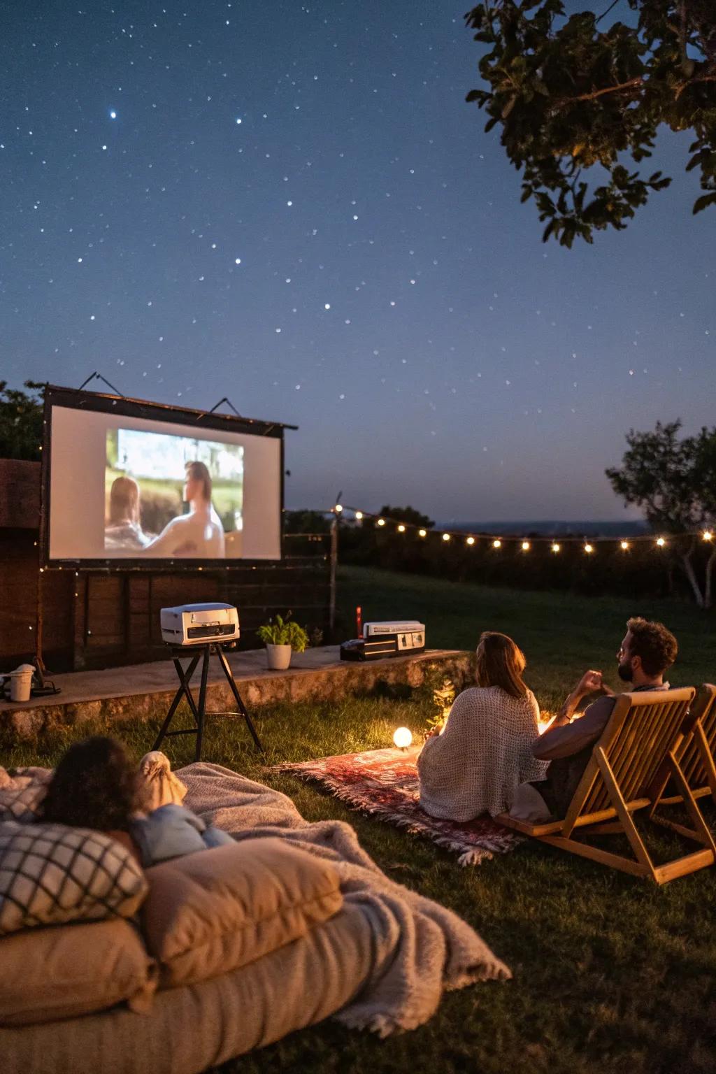 An outdoor cinema providing a distinctive cinematic enjoyment.