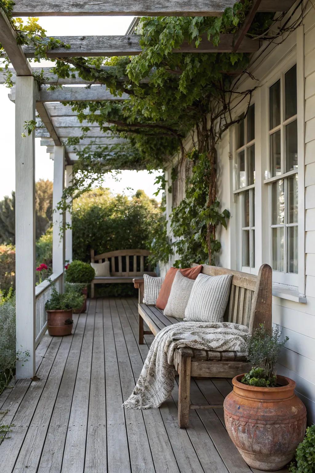Make your porch welcoming with a rustic plank.