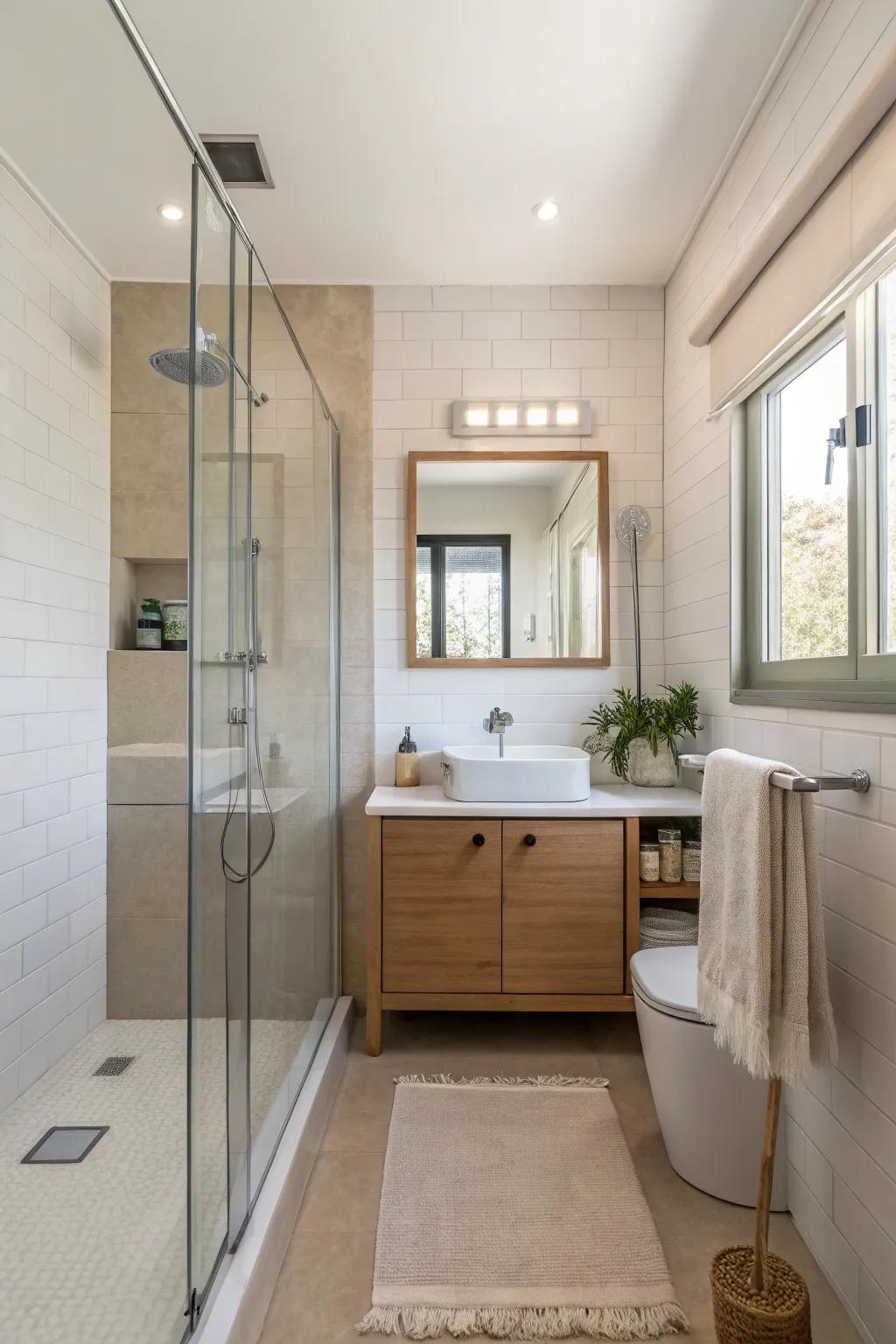 Borderless panels generate a streamlined transition and a more expansive feel.