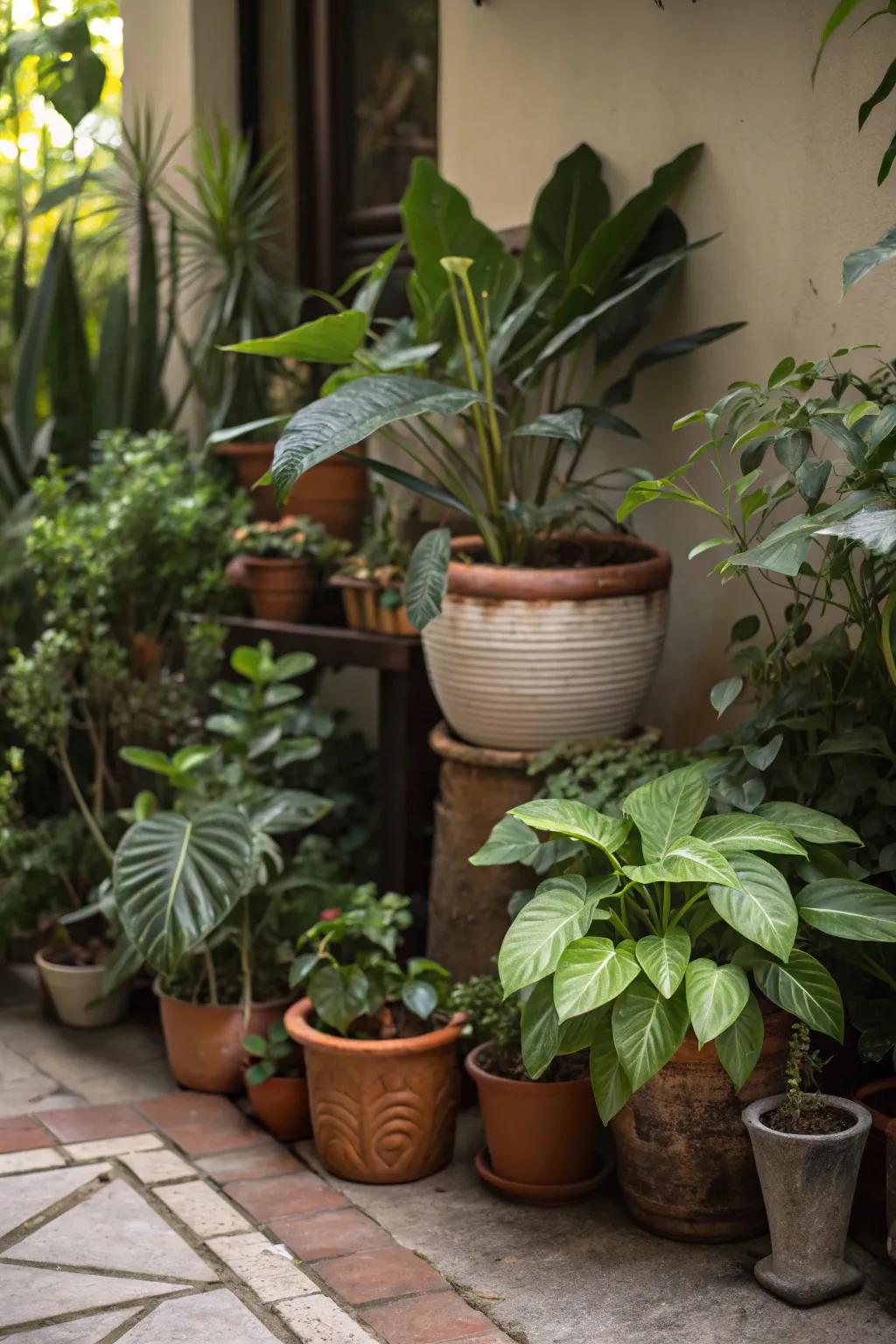 A botanical nook crafts a serene, natural ambiance.