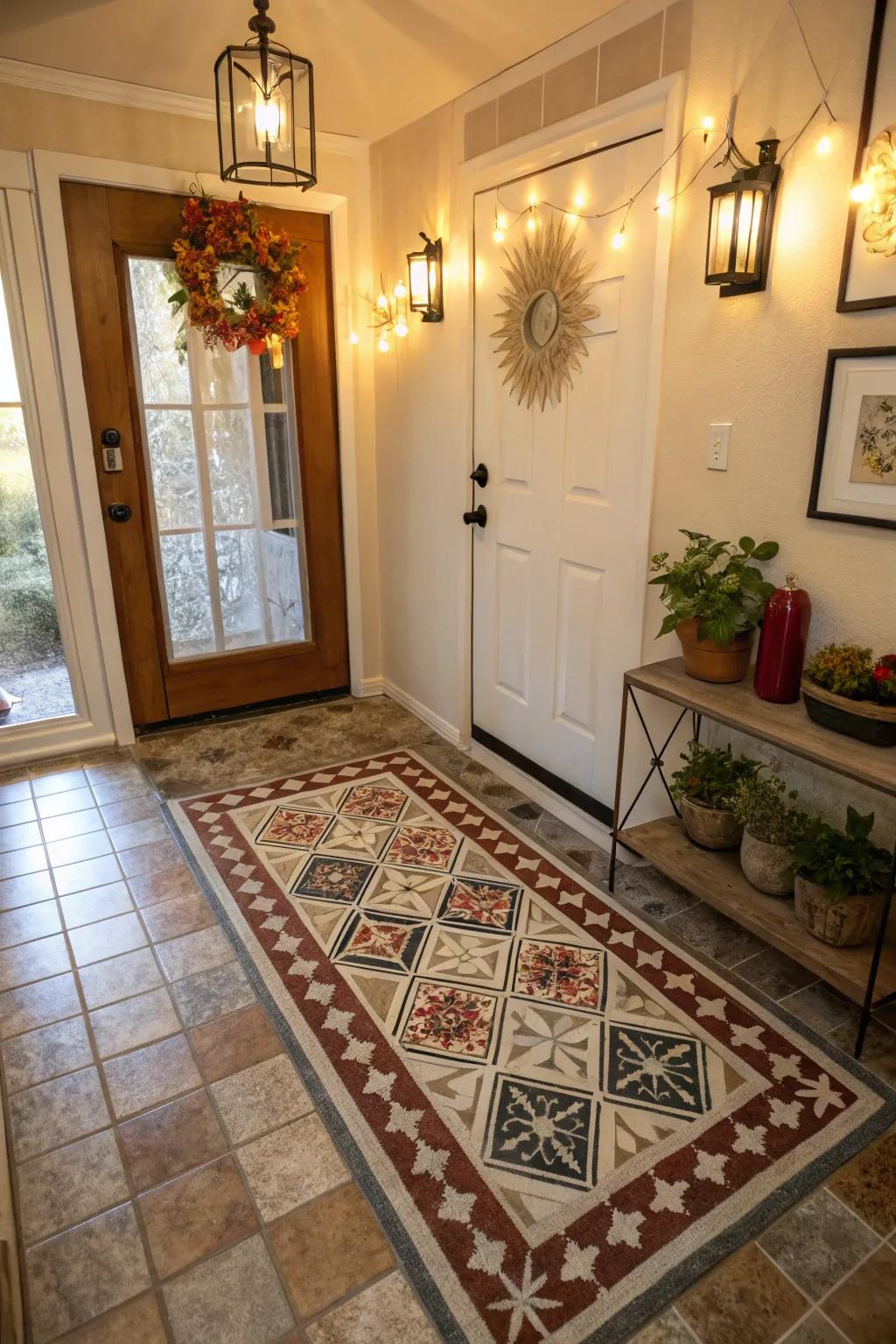 Inviting Entryway with Patterned Mats