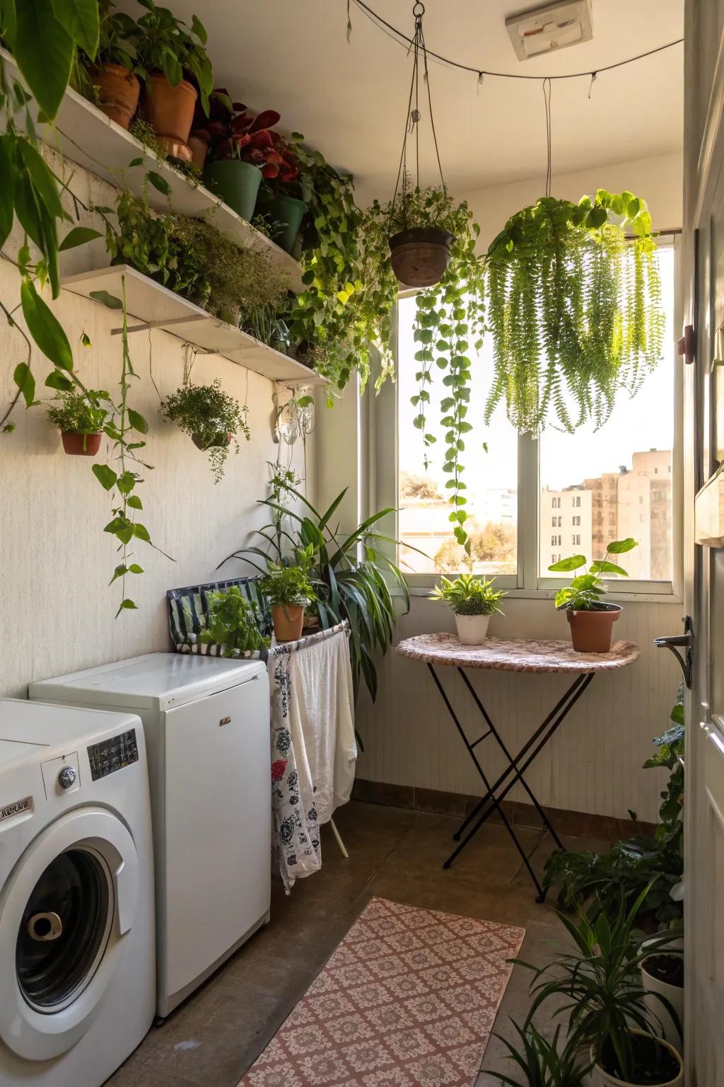 Adding a breath of fresh air with suspended greenery.