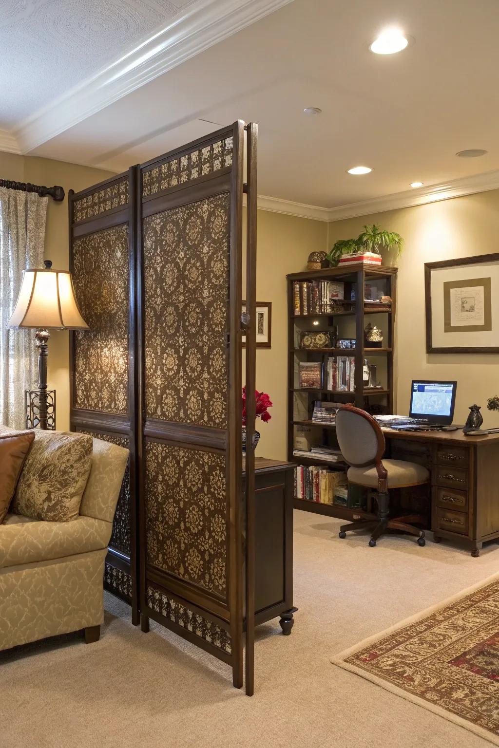 A screen can hide your work area while adding flair.