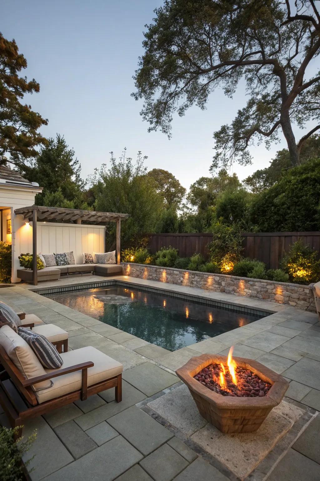 A multi-functional pool expanse excellent for unwinding and socializing.