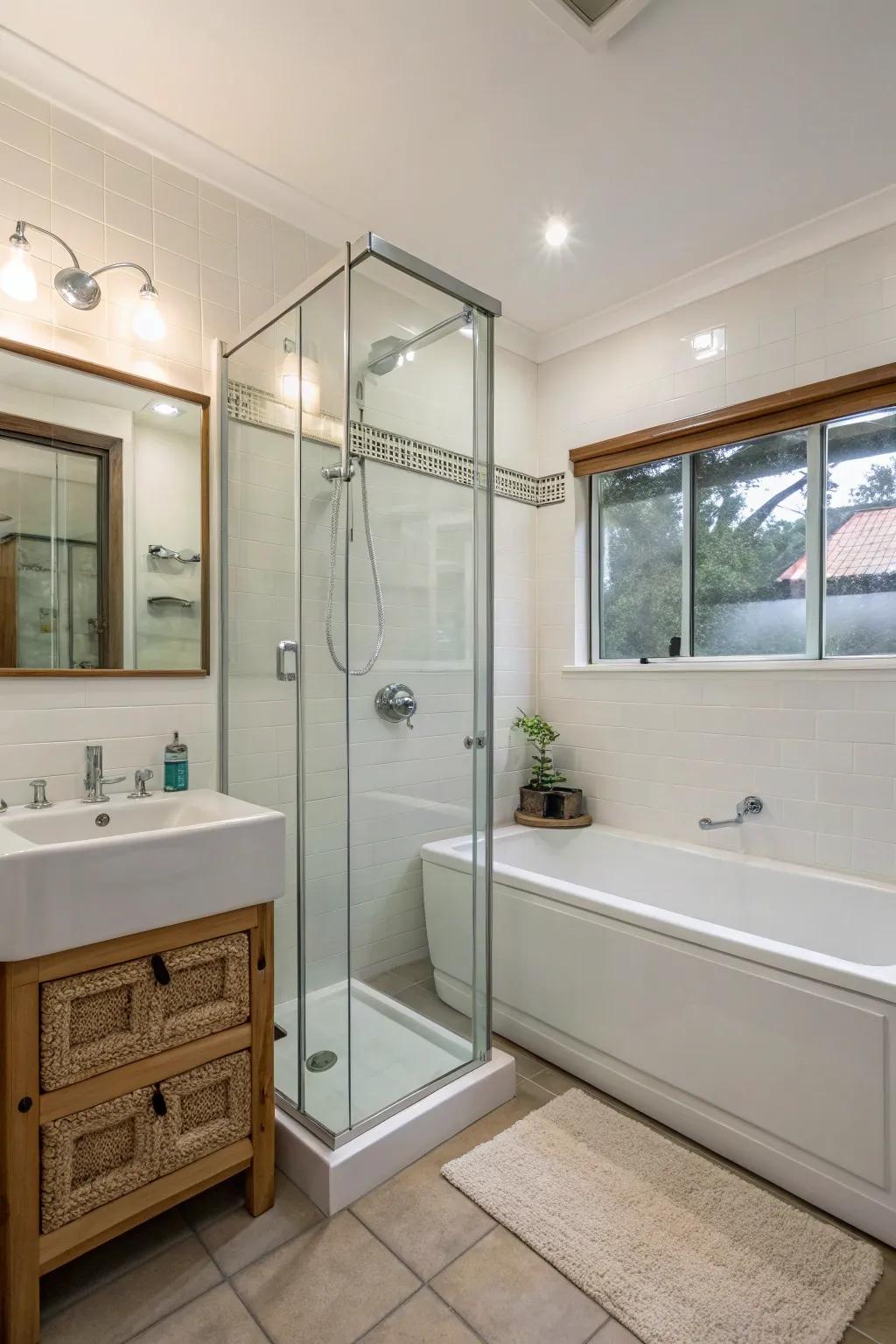 Smooth transition featuring a crystal and tub blend.