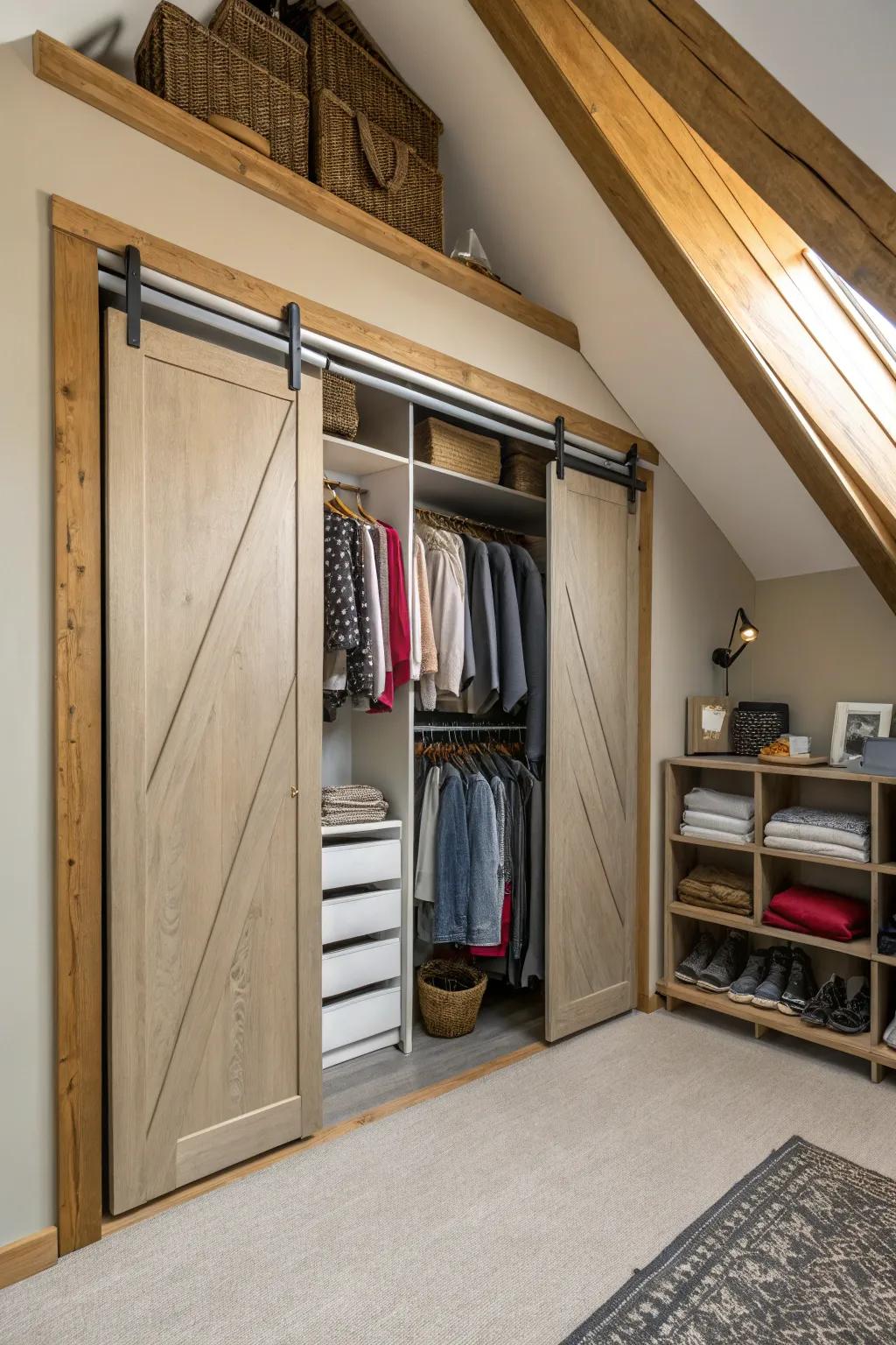 Sliding entryways offer a stylish solution to maximize space.