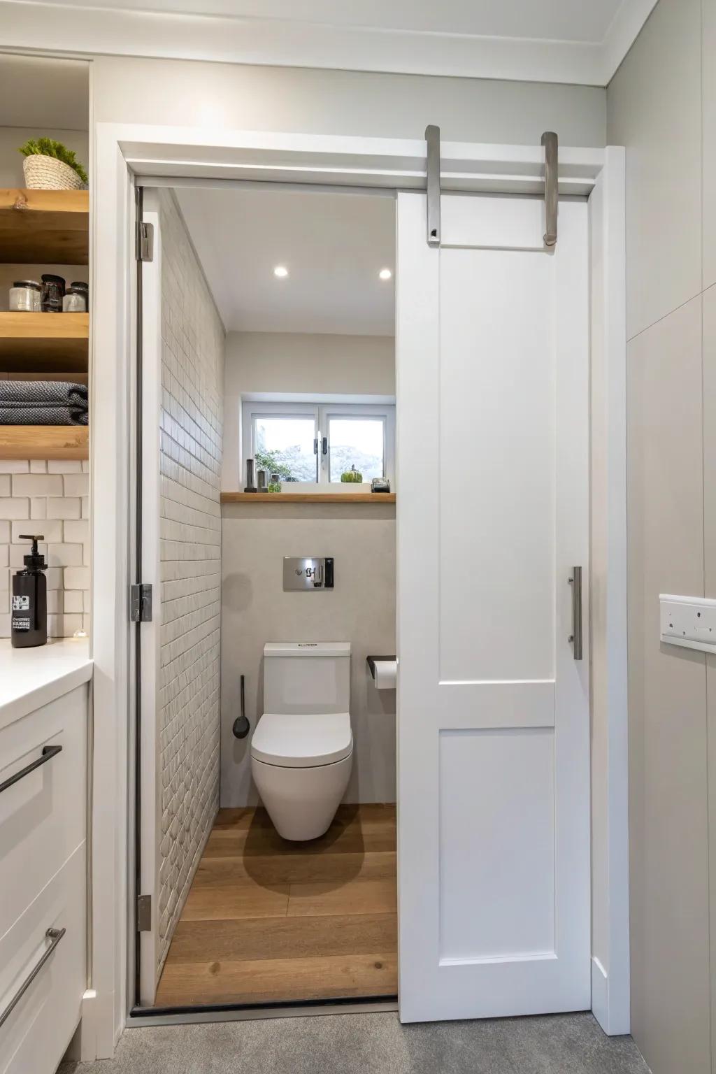 Wall-recessed entrances are great for space efficiency.