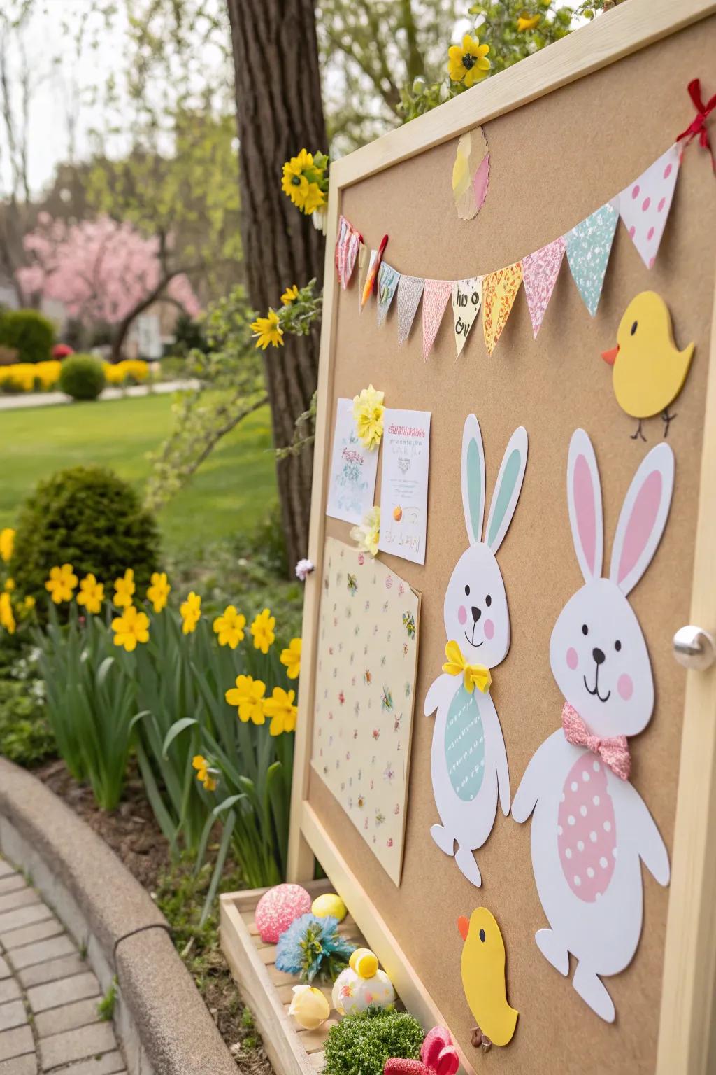 Spring animals adding a touch of cuteness to the bulletin board.