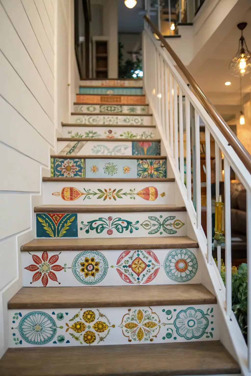 Personalized decorations provide a unique and temporary staircase makeover.