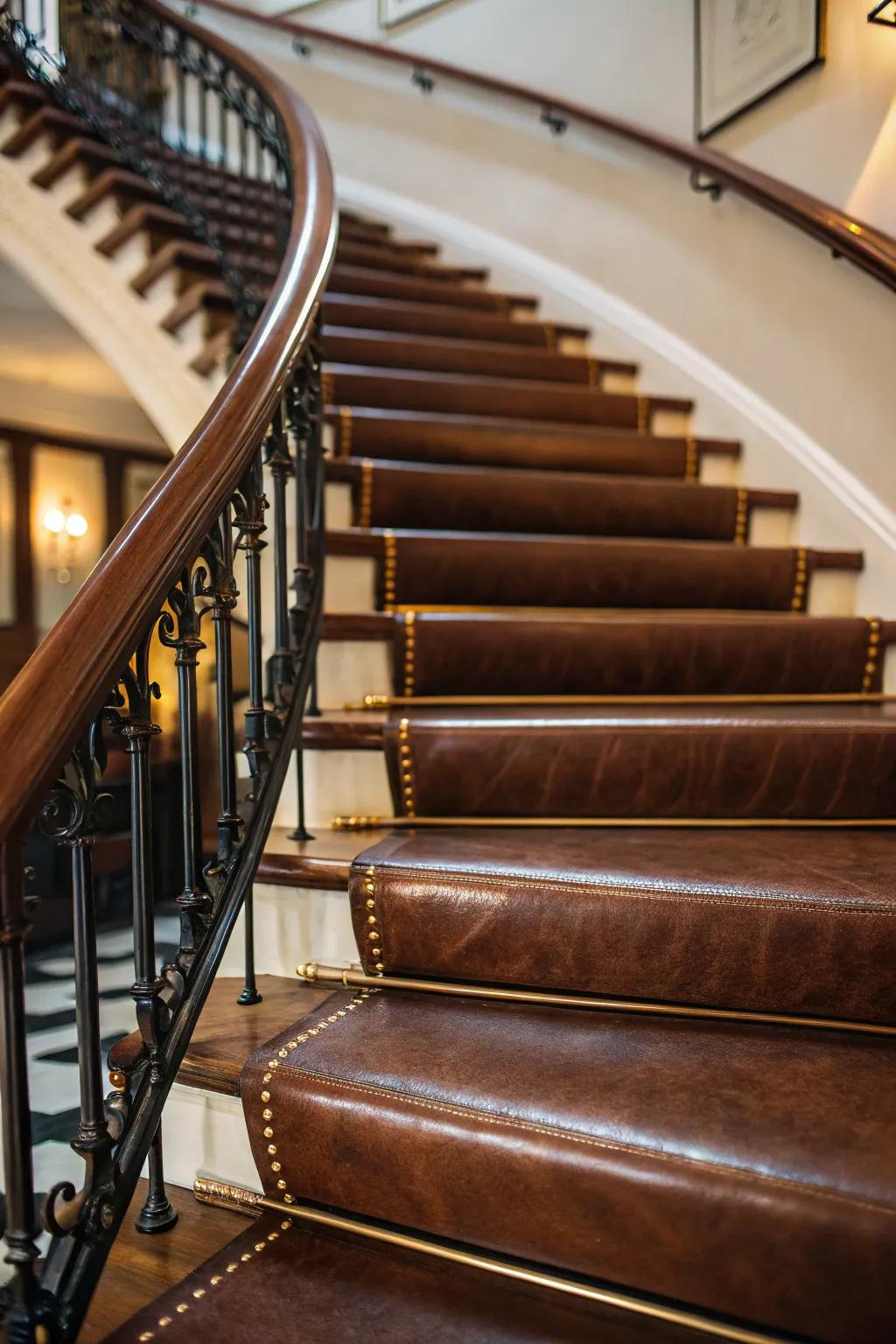 Hide-wrapped treads exude luxury and sophistication.