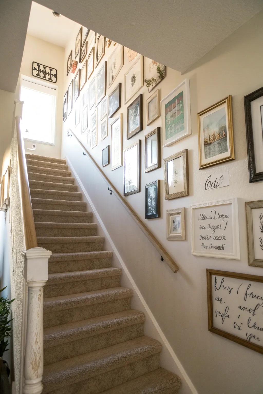 Inspiring sayings add optimism and personality to the gallery arrangement.