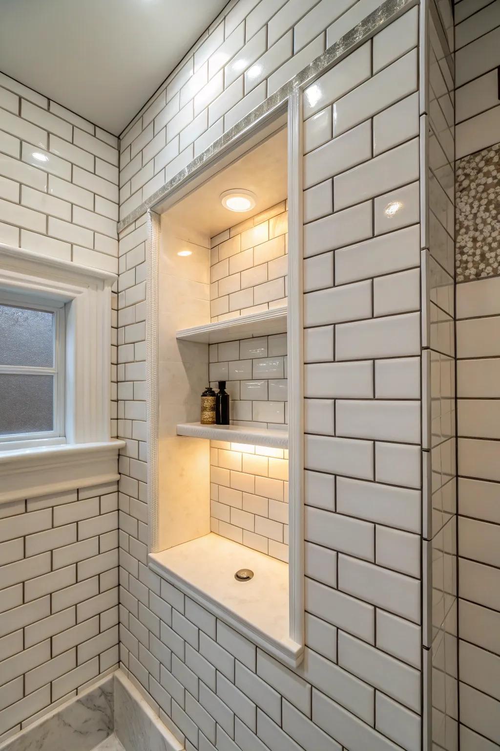 A cozy niche with integrated lighting.