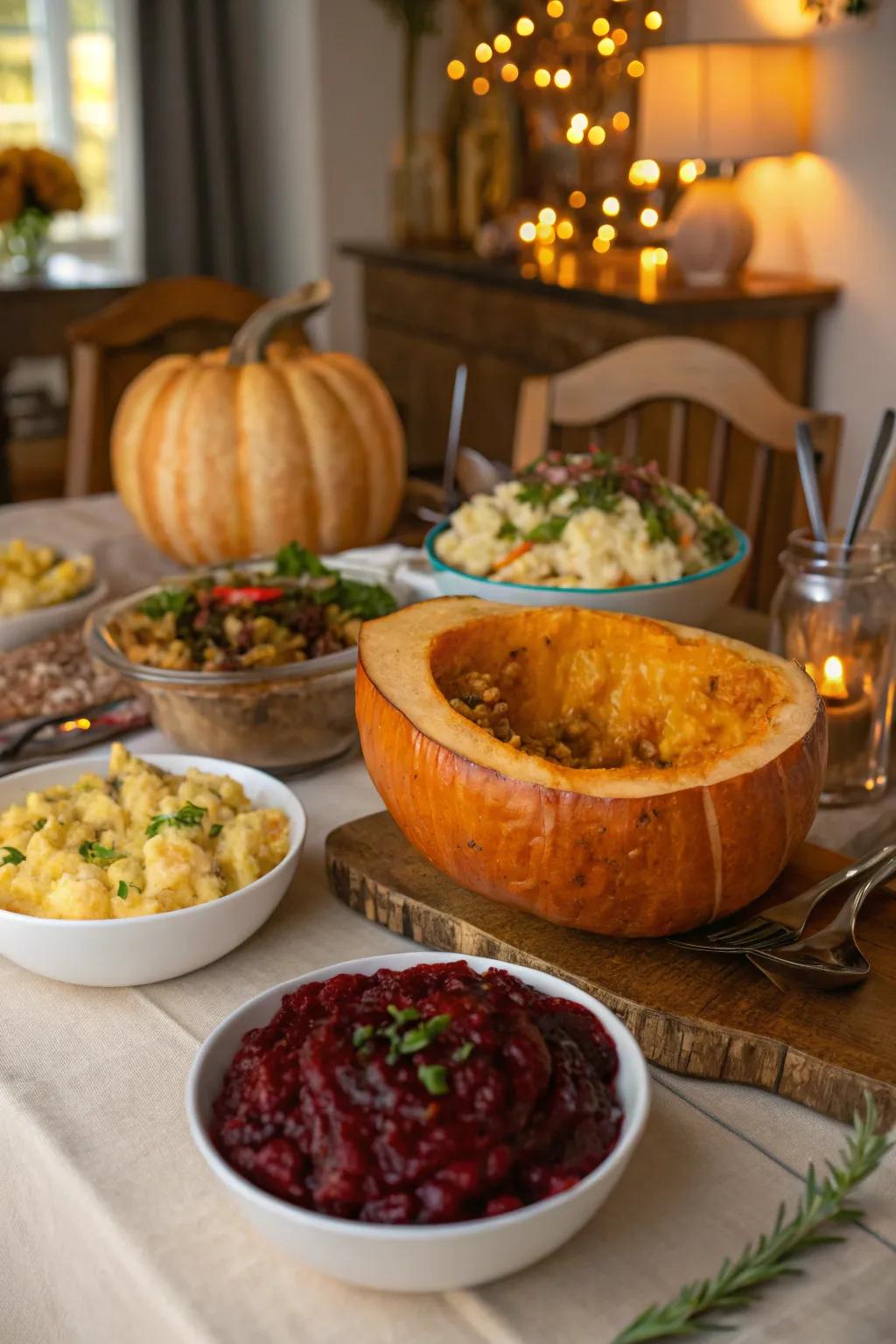 Unique serving dishes bring a delightful surprise to the table.