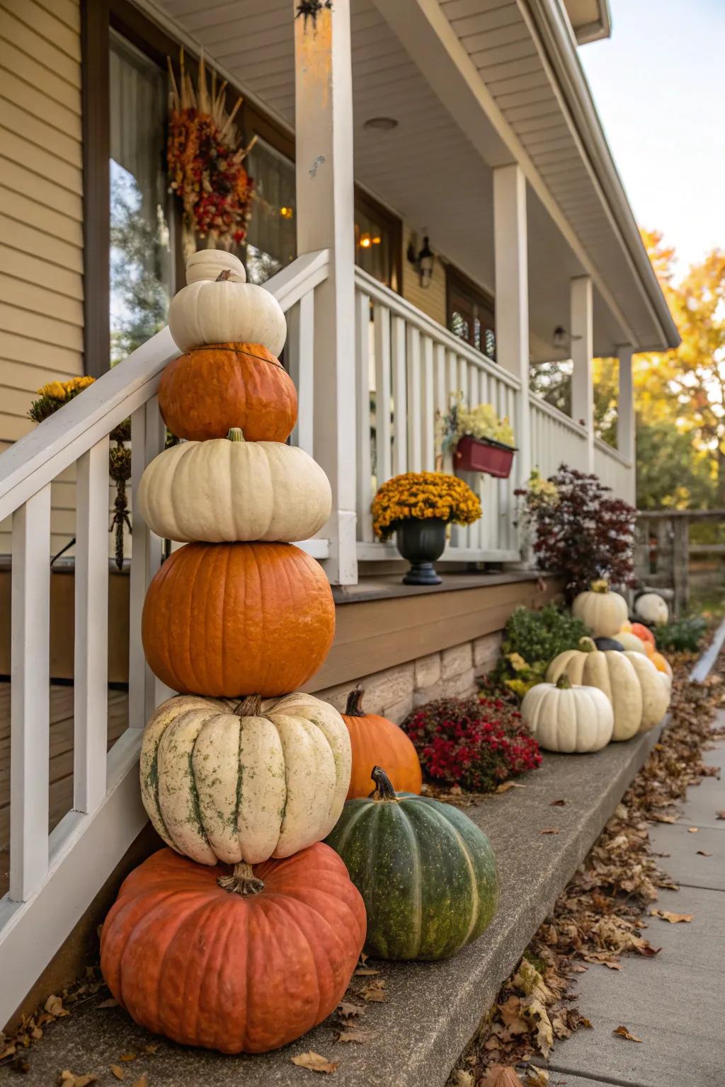 A grand piled pumpkin showcase for your entrance.