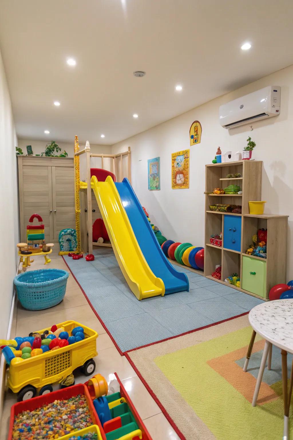 An indoor slope delivers endless active amusement for toddlers.