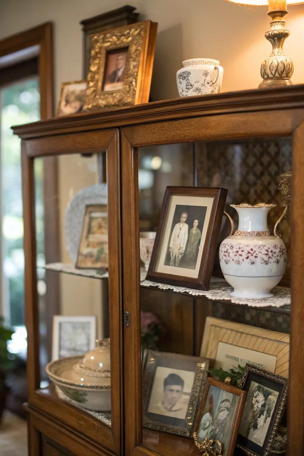 Personal keepsakes render the display uniquely yours.