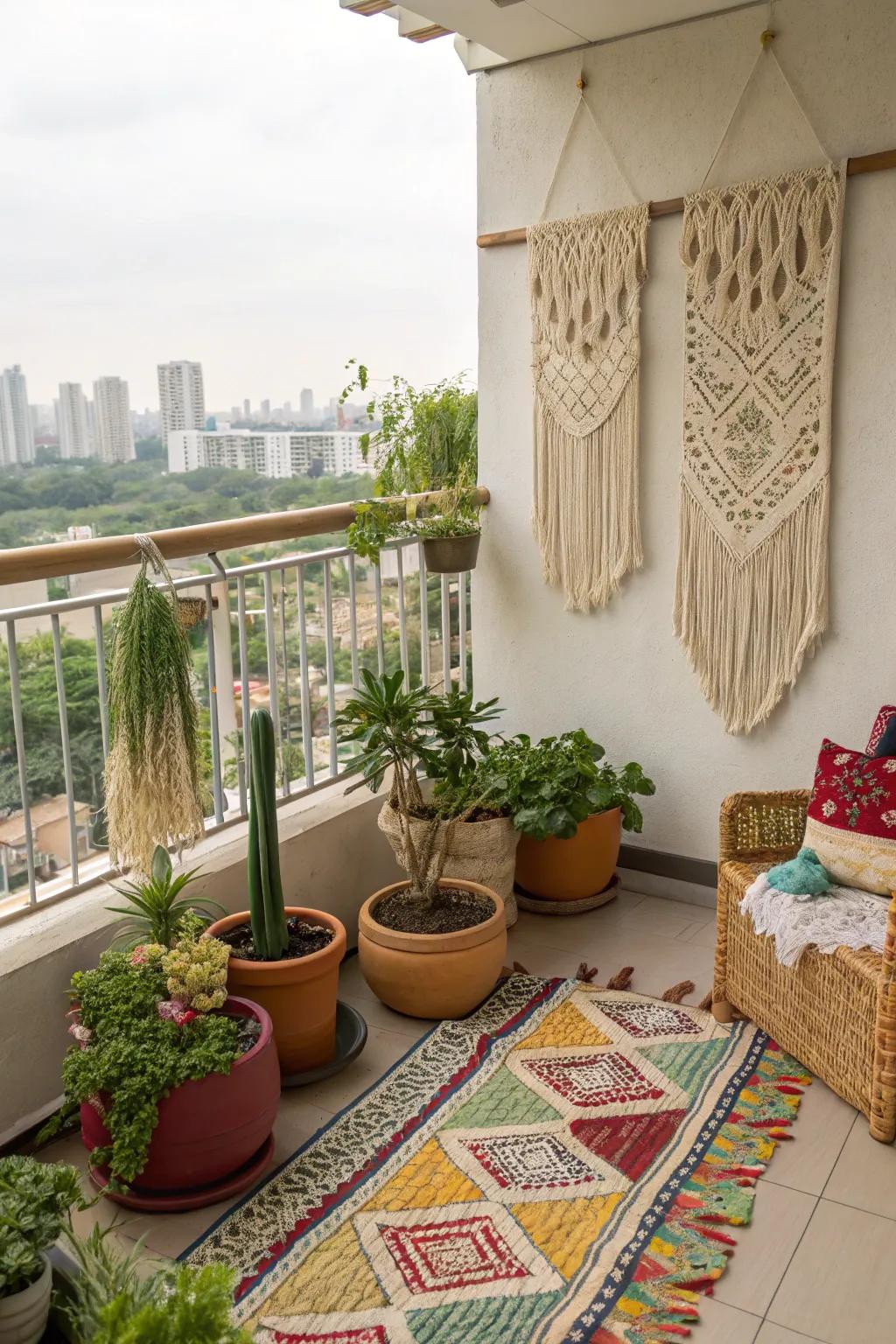 Infuse bohemian-chic vibes via macram&eacute; and woven accents.