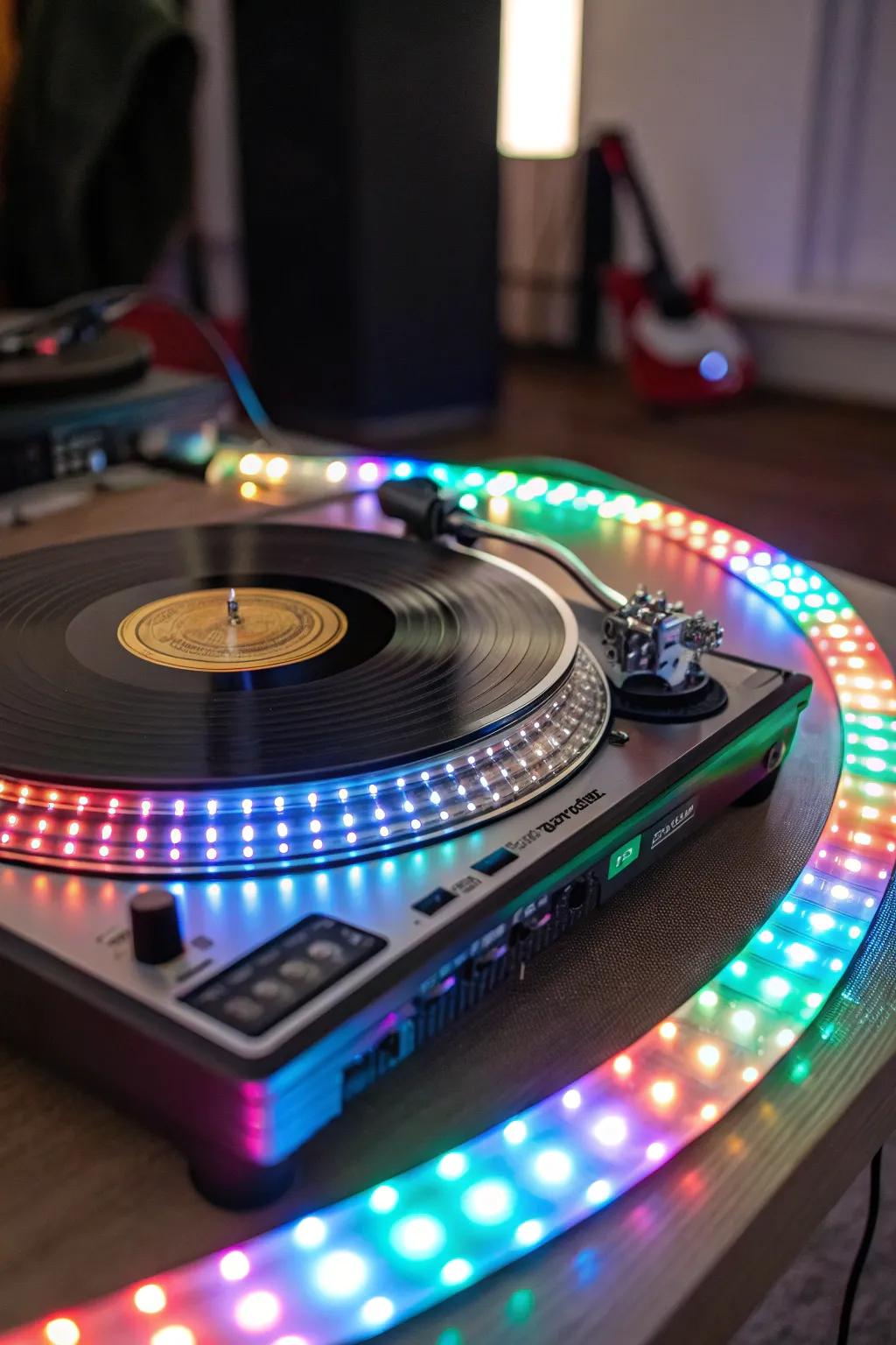 Sound-reactive light strips creating a dynamic light show.