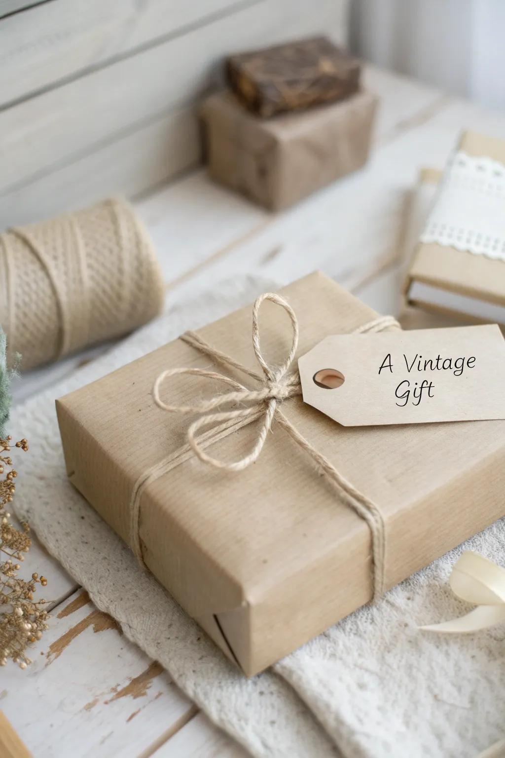 Inject a personal gesture through a composed musing on your exquisitely wrapped vintage gift.
