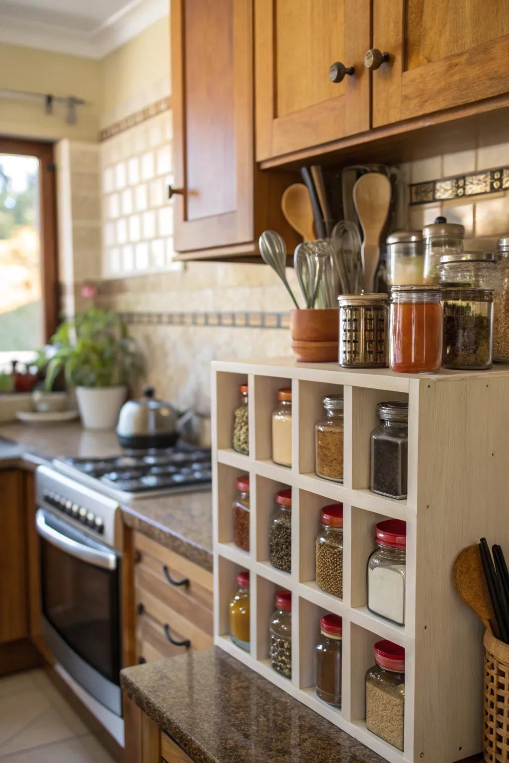 Arrange your kitchen essentials with wall cubes.