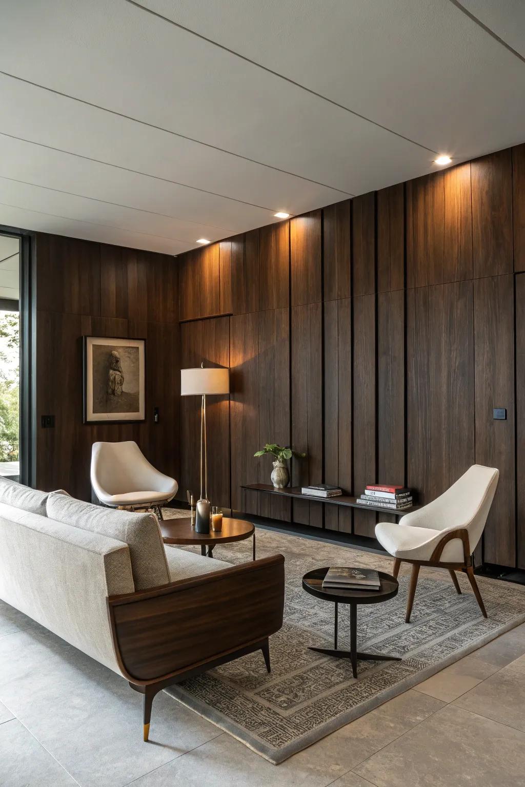 Embrace mid-century modern through darker woods.