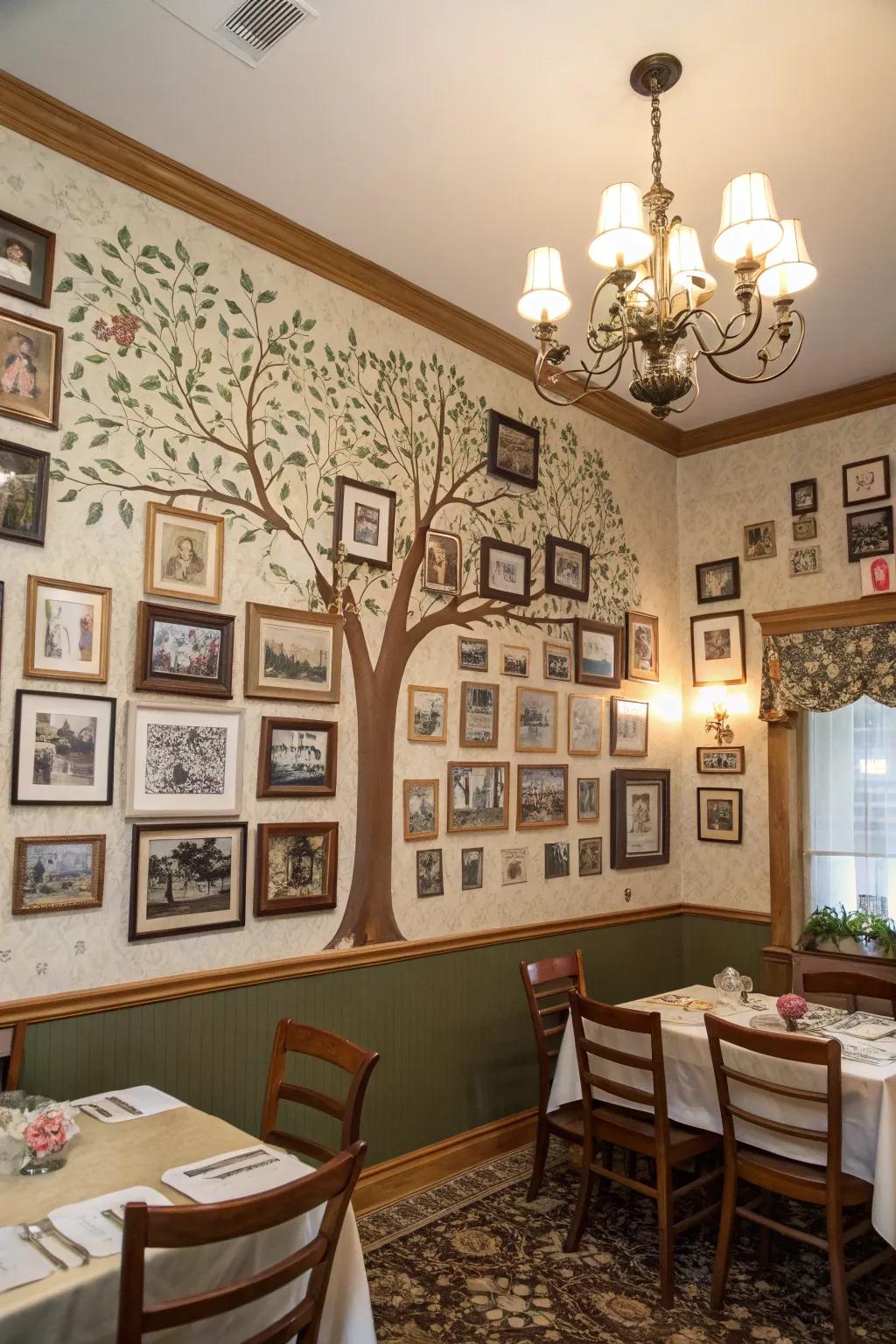 A family tree wall celebrating generations.