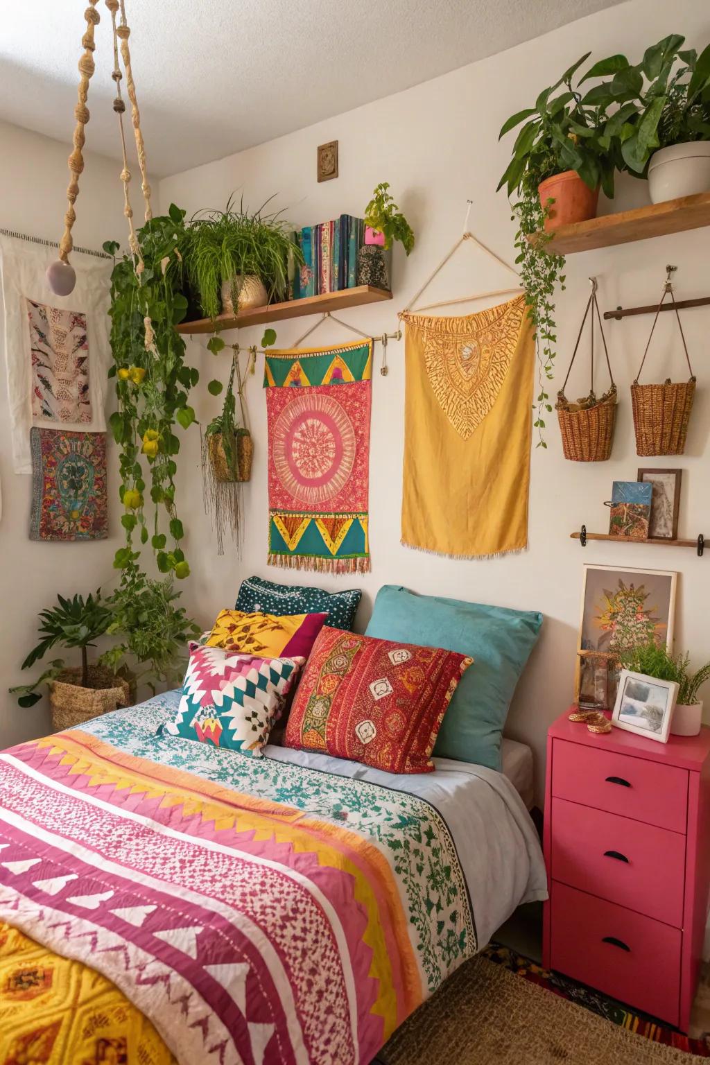 Bohemian wall nooks integrate whimsy and color into any setting.