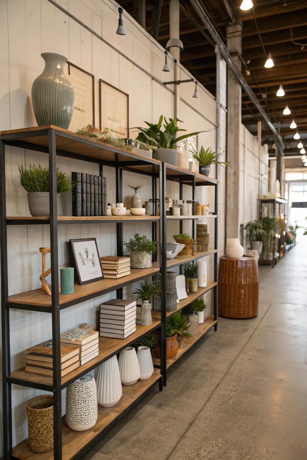 Shelving decorations add flair and personality to storage spaces.