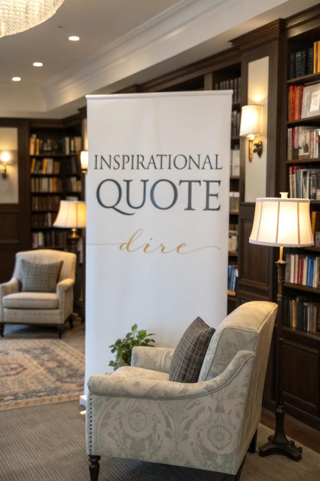 Inspirational excerpts infuse profundity into welcome boards.