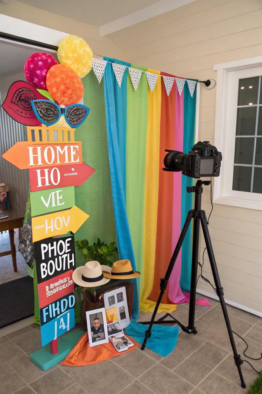 A DIY photo booth adds fun and laughter.