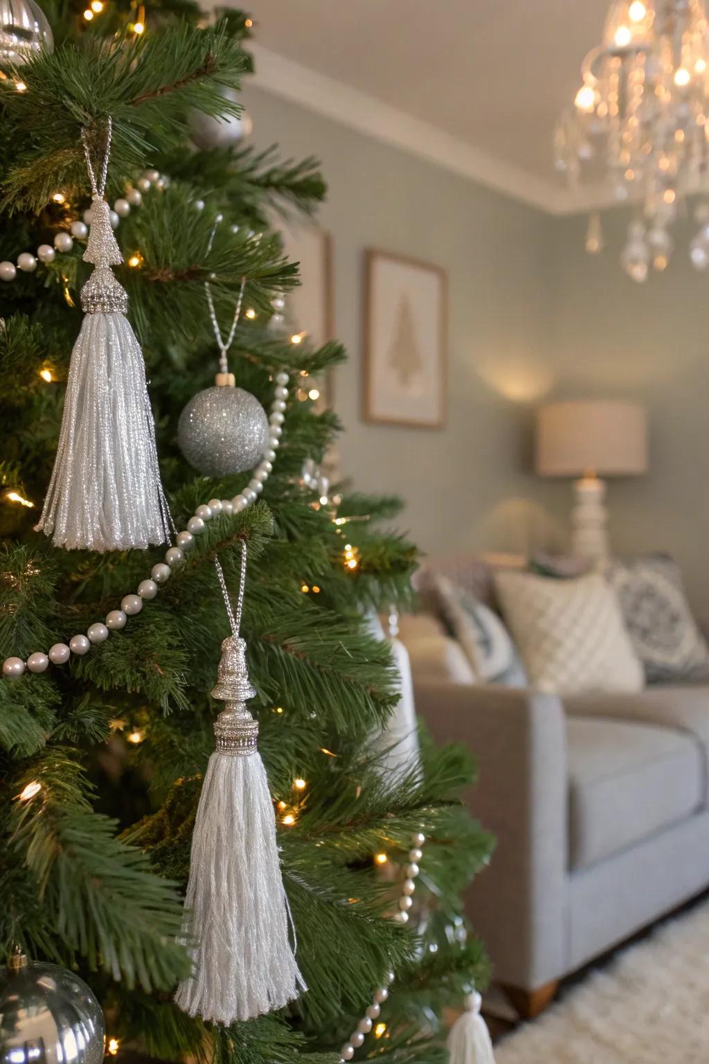 White and silver tassels add a playful charm.