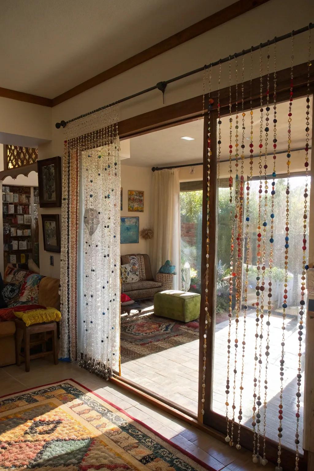 Beaded drapes append a playful and artistic note.