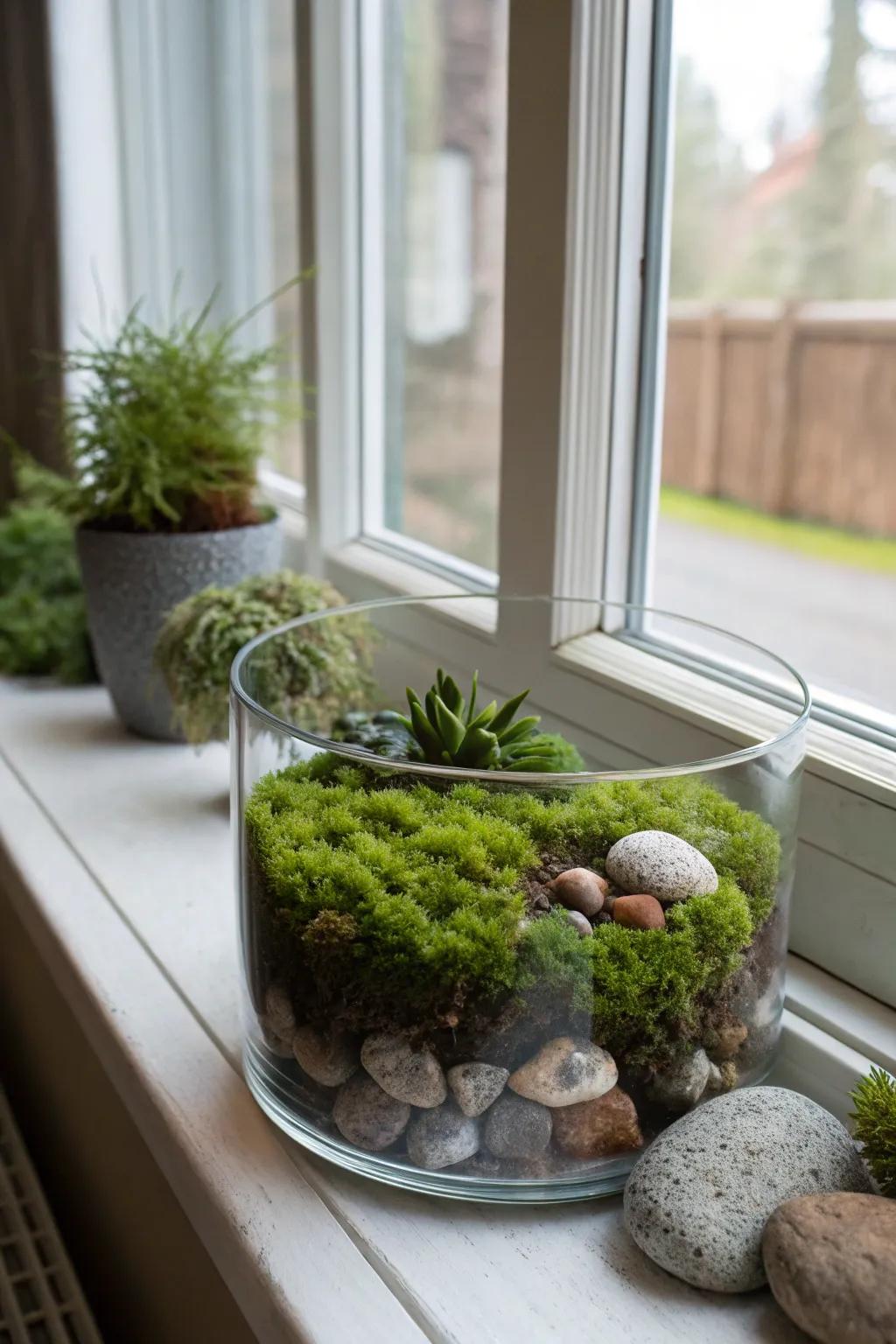 An enclosure gives a look into a smaller sized world of plant life.