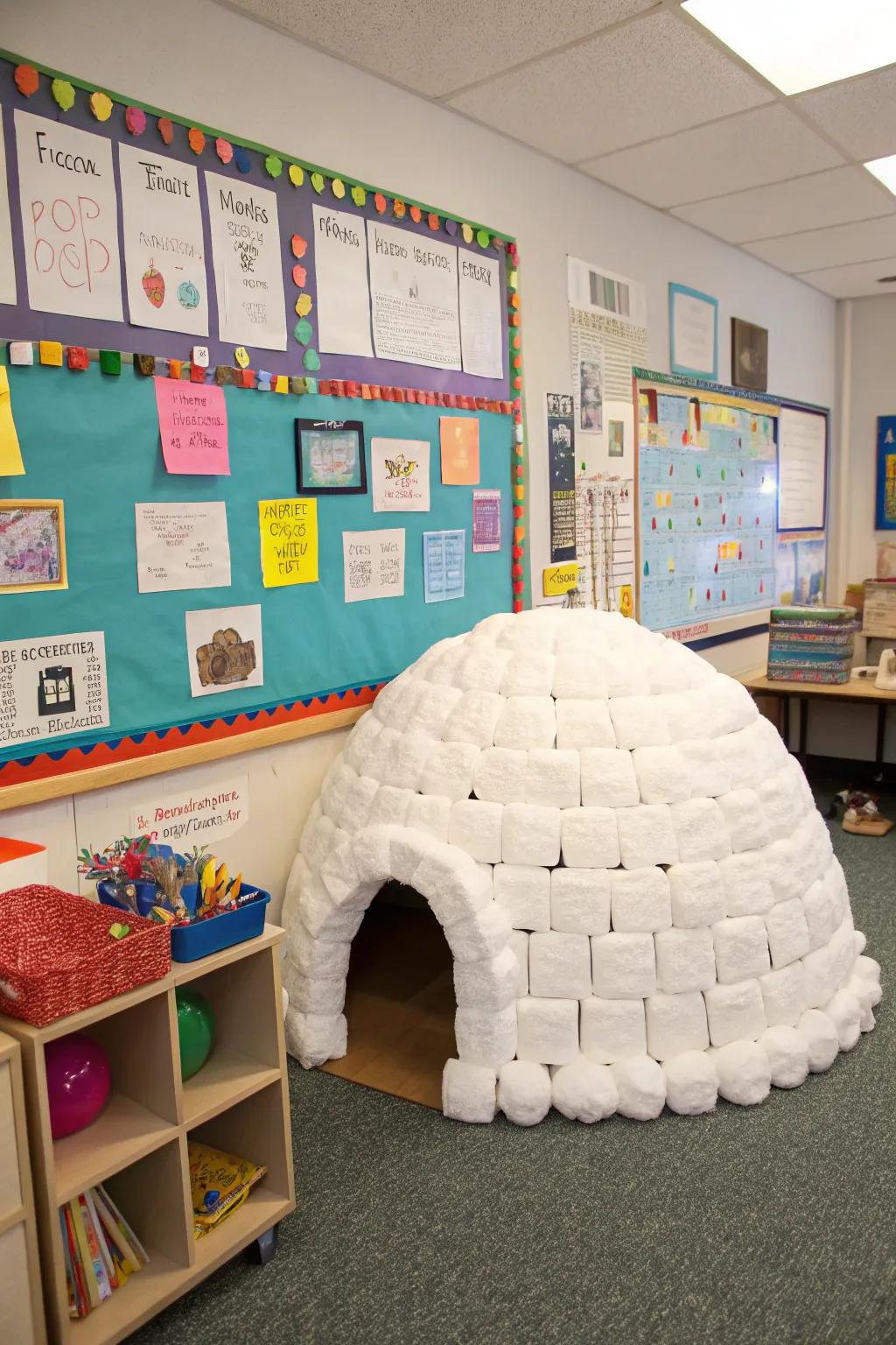 An igloo backdrop sets the stage for enchanting winter adventures.