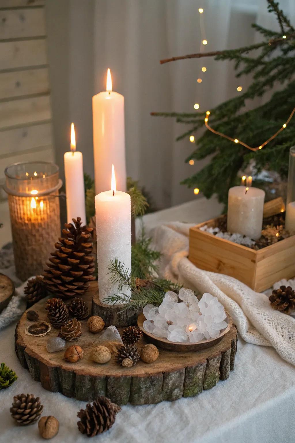 A serene winter solstice table invites reflection and celebration.