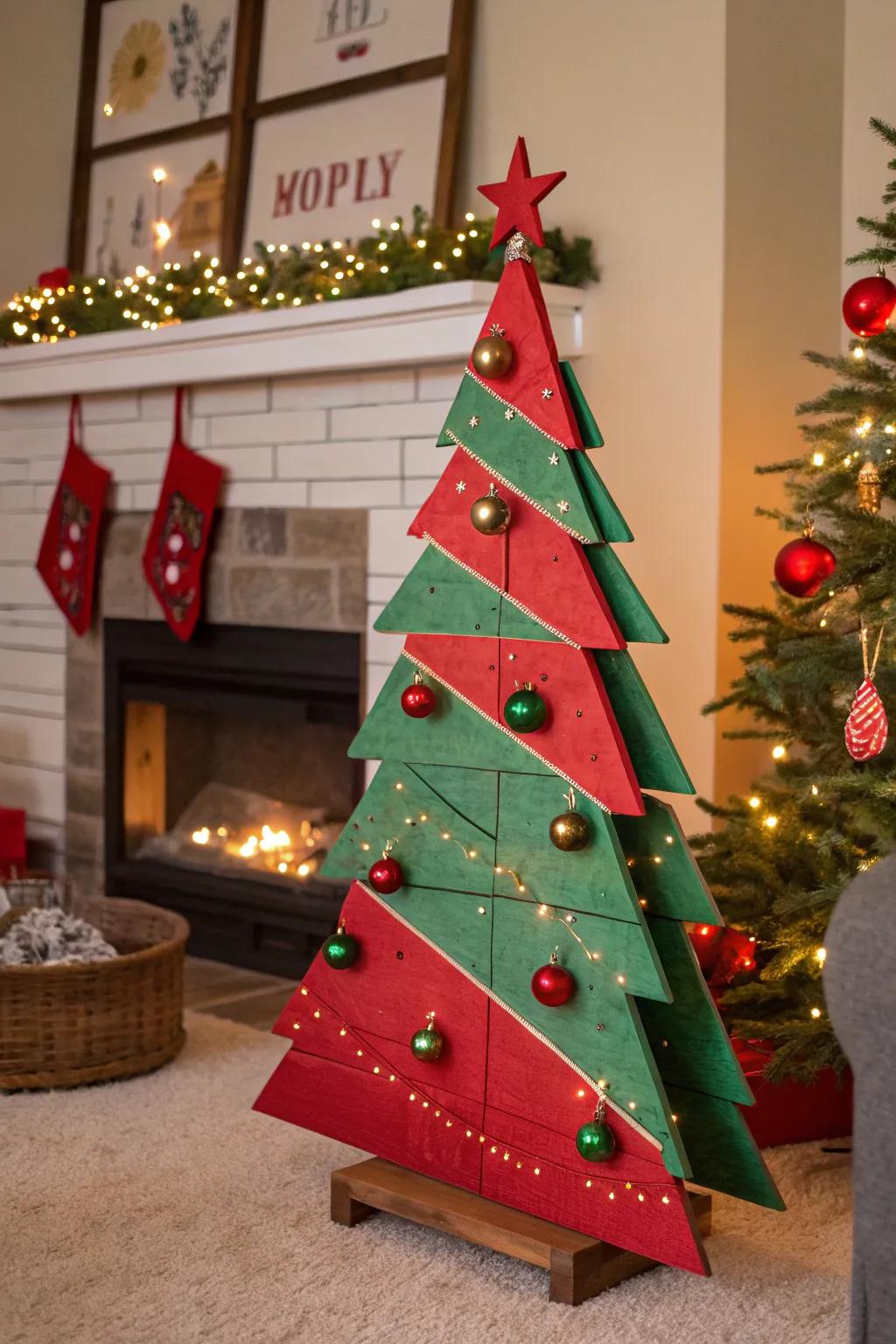 A colored tree that brings vibrant holiday color to any space.