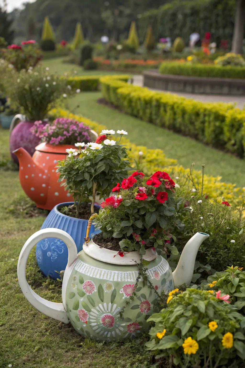 Recycled objects can be captivating and eco-aware decor.