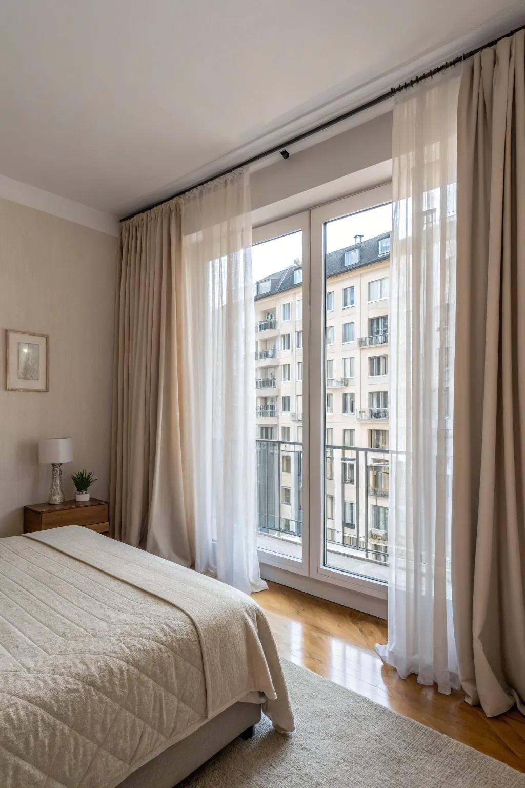 High curtains add visual height.