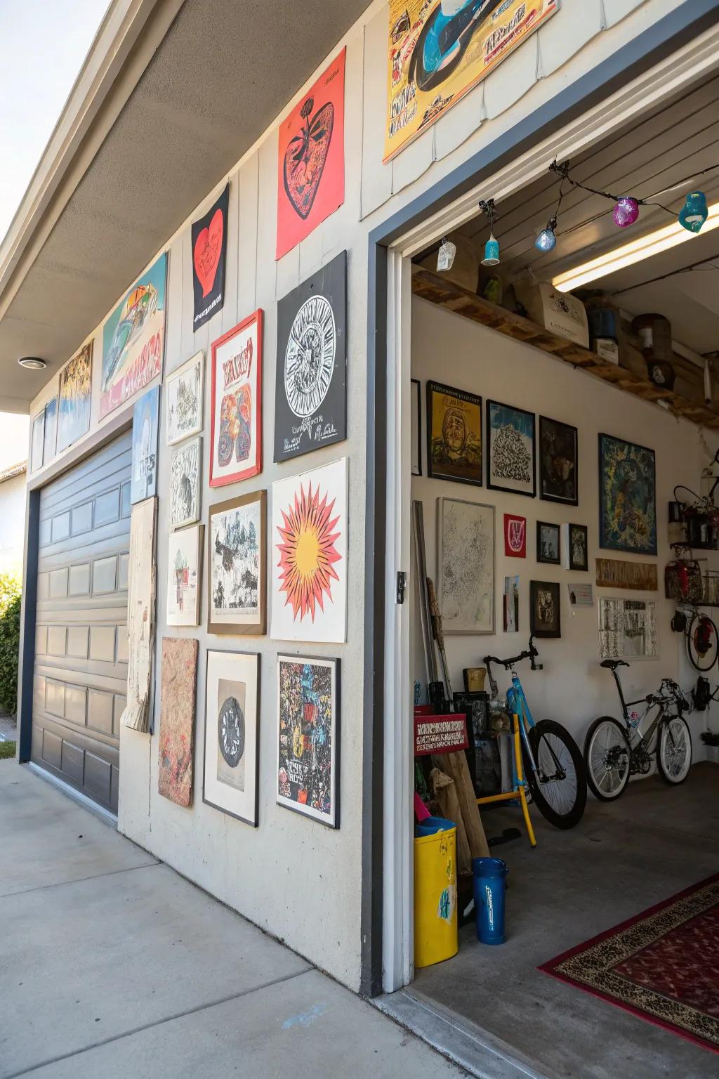 Prints can bring character and warmth to your garage.