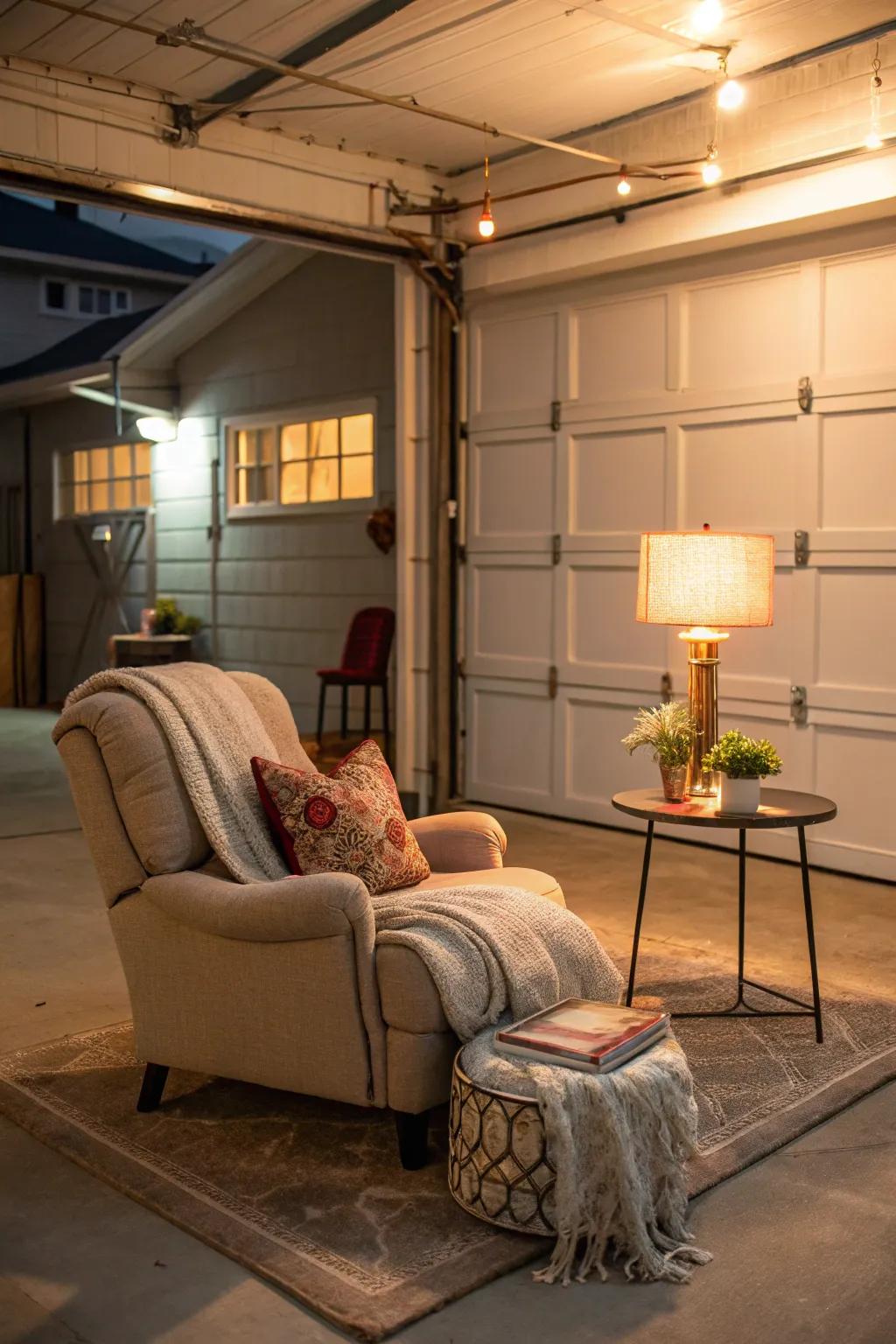 Turn your garage into a pleasant retreat with its own lounge spot.